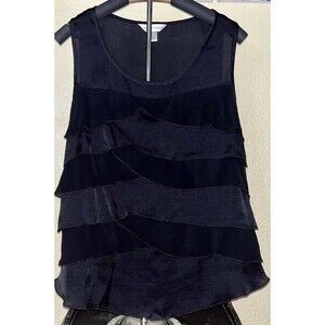 Christopher and Banks Black Ruffled Layered Sleeveless Tank Top Blouse Size S